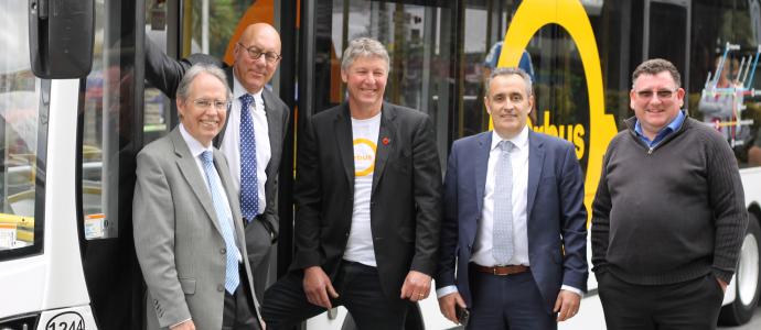 NZTAs Jim Harland QLDC mayor Jim Boult ORC councillor Andrew Noone ORC acting CEO Nick Donnelly and Ritchies director Andrew Ritchie